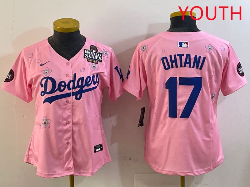 Youth Los Angeles Dodgers #17 Ohtani Pink Sakura Edition 2025 Nike MLB Jersey style 24->youth mlb jersey->Youth Jersey